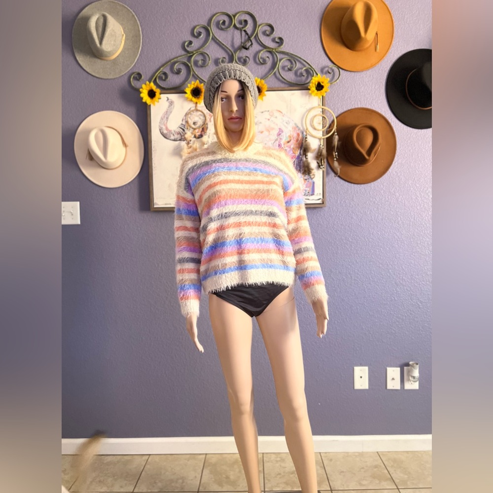 INTHE BEGINNING Furry Stripped Sweater